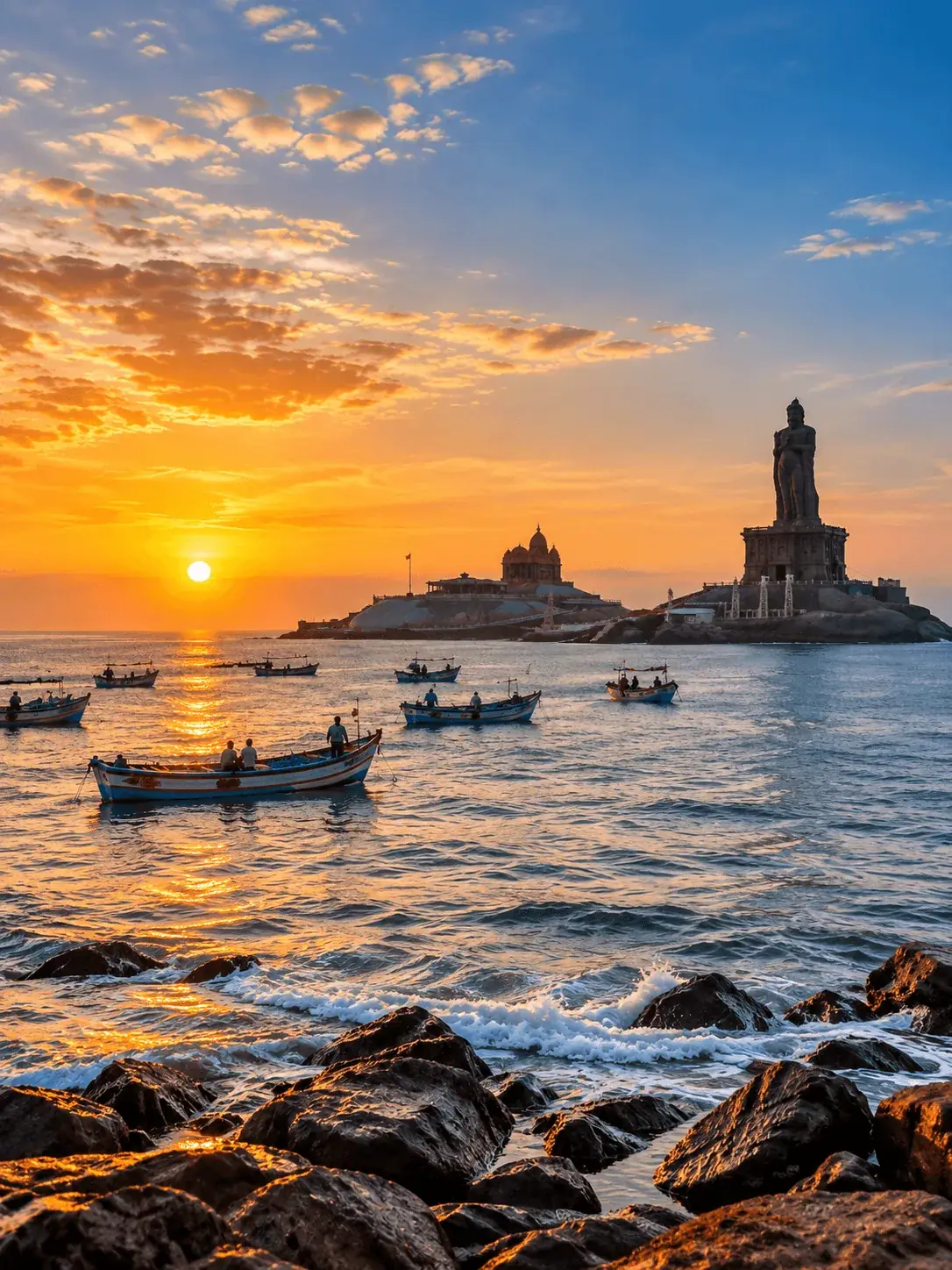 Kanyakumari coastline at sunrise